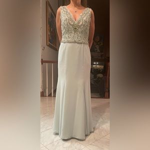 Terani Couture Light Blue Maxi Dress